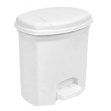 Coș Gunoi Baie Plastic, Capacitate 7L, Alb, Pedală, Textură Lucioasă, Capac Mat, Oem