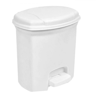 Coș Gunoi Baie Plastic, Capacitate 7L, Alb, Pedală, Textură Lucioasă, Capac Mat foto