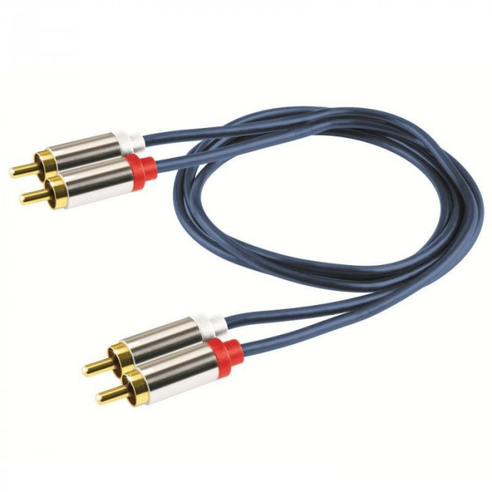 Cablu audio, 2 mufe rca la 2 mufe rca, contacte aurite, lungime 1 m