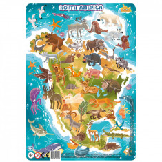 Puzzle cu rama - America de Nord (53 piese) PlayLearn Toys foto