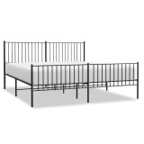 Cumpara ieftin Cadru pat metalic cu tablii de cap/picioare, negru, 183x213 cm