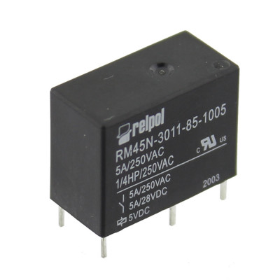 Releu miniaturale, 5V DC, 5A, serie RM45N, RELPOL, RM45N-3011-85-1005, T119697 foto