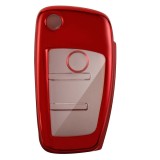 Husa protectie cheie Audi tip briceag, 3 butoane, rosie, TPU+PC