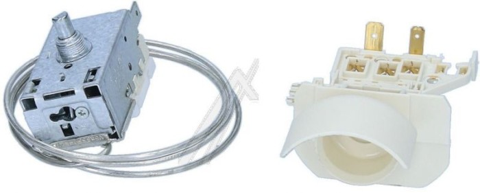 C00382944 TERMOSTAT + SUPORT BEC 484000008567 pentru aparat frigorific WHIRLPOOL/INDESIT