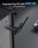 Cumpara ieftin Adaptor USB WiFi 6E Tri-Band BrosTrend AXE5400, 6GHz/5GHz/2.4GHz, 5400 Mbps, antene externe, Windows 11/10