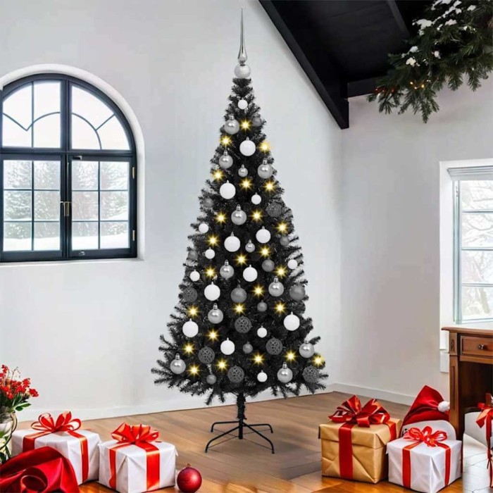 vidaXL Brazi artificiali de Crăciun Negru 180 cm PVC