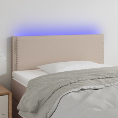 vidaXL Tăblie de pat cu LED, cappuccino, 80x5x78/88cm, piele ecologică foto