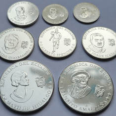 Set 8 monede 5,10,10,25,25,25,50,50 centavos 2023 Ecuador, unc, km#131-138