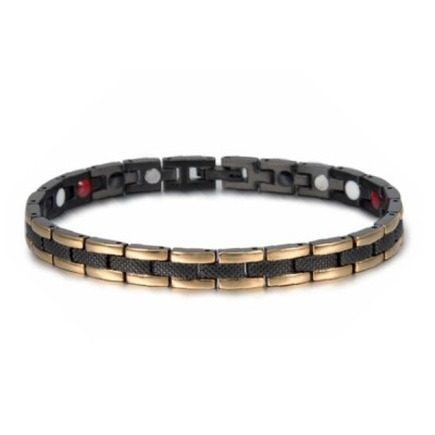 Bratara magnetica din otel inoxidabil, black-gold, model TY177JD foto