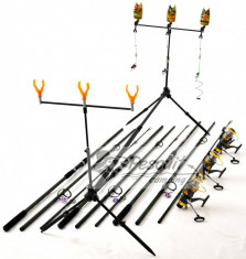 Kit Complet Crap 3 Lansete 3.3m,Mulinete Rod Pod Full Cu Avertizori Si Swingeri foto