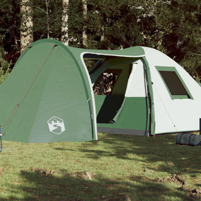 vidaXL Cort de camping pentru 6 persoane, verde, impermeabil