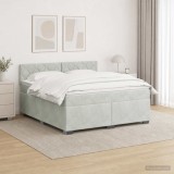 Cumpara ieftin Pat box spring cu saltea si LED Gri deschis 180 x 200 cm