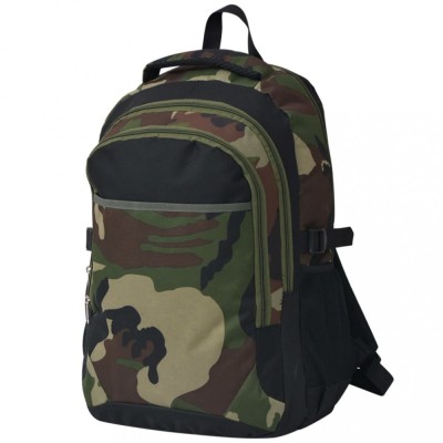 vidaXL Rucsac pentru școală 40 L, negru și camuflaj foto
