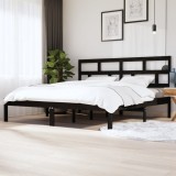 VidaXL Cadru de pat, negru, 200x200 cm, lemn masiv de pin
