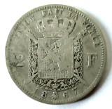 BELGIA 2 FRANCI 1867 DIST MICA INTRE DES BELGE SI MANA DE LA SCUT INTRE N SI I, Europa, Argint