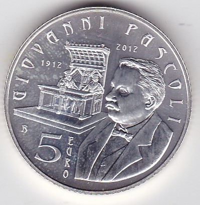 San Marino 5 euro 2012 Giovanni Pascoli Comemorativa
