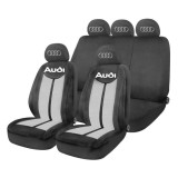 Set Huse Scaune Universale HLX7 Compatibile cu Audi &ndash; Negru/Gri