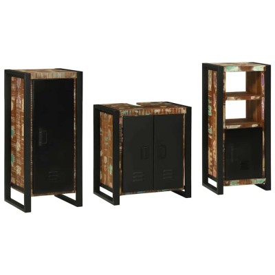 vidaXL Set de mobilier pentru baie cu raft 3 pcs Lemn recuperat solid 3305631 foto