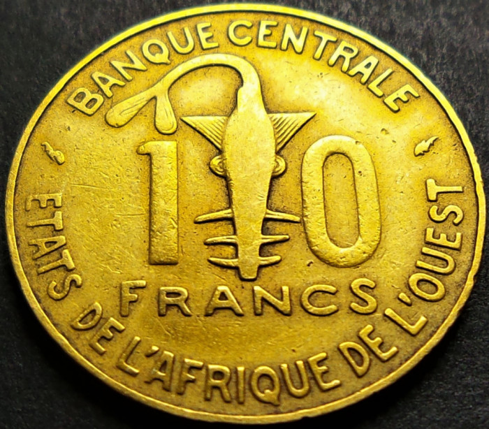 Moneda exotica 10 FRANCI - AFRICA de VEST, anul 1981 *cod 1014