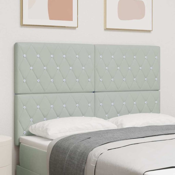 vidaXL Tăblie LED cu lumini cu bandă LED Gri deschis 144 cm Catifea 3338360