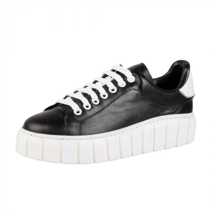 Pantofi sport dama din piele naturala Dyany Spirit, negru-alb - Fabricat &icirc;n Bucovina