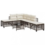 Gossi set mobilier coltar de gradina cu perne 3 piese maro poliratan