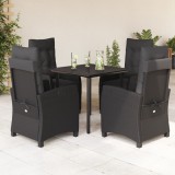 Gossi set mobilier de gradina cu perne, 5 piese, negru, poliratan
