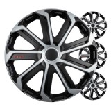 Set capace roti auto 16 inch Versaco EVO, 4 bucati, negru argintiu, pentru jante din otel, din ABS, montaj usor, cutie de protectie COLOR BOX