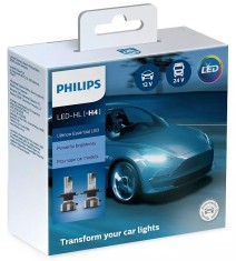 Set 2 Buc Bec Led Philips H4 12/24V 21W Ultinon Essential LED gen2 Alb 6500K 11342UE2X2 foto