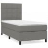 Pat box spring cu saltea, gri inchis, 80x200 cm, textil
