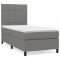 Pat box spring cu saltea, gri inchis, 80x200 cm, textil