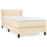 Cumpara ieftin Pat box spring cu saltea, crem, 90x200 cm, textil