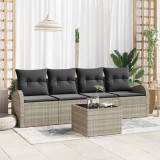 Cumpara ieftin Set de canapele pentru grădină cu pernă 5 pcs Gri deschis