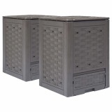 Cumpara ieftin Compostoare gradina 2 buc. maro 60x60x83 cm 600 L plastic ratan