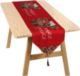 Fata de masa decorativa Yisscen, rosu, poliester, 174 x 34 cm