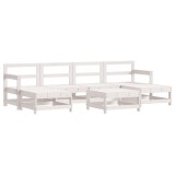 Set mobilier de gradina, 7 piese, alb, lemn masiv de pin