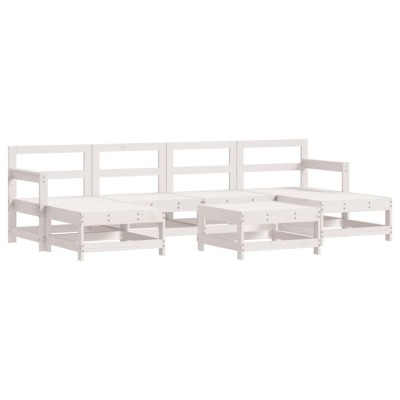 Set mobilier de gradina, 7 piese, alb, lemn masiv de pin foto