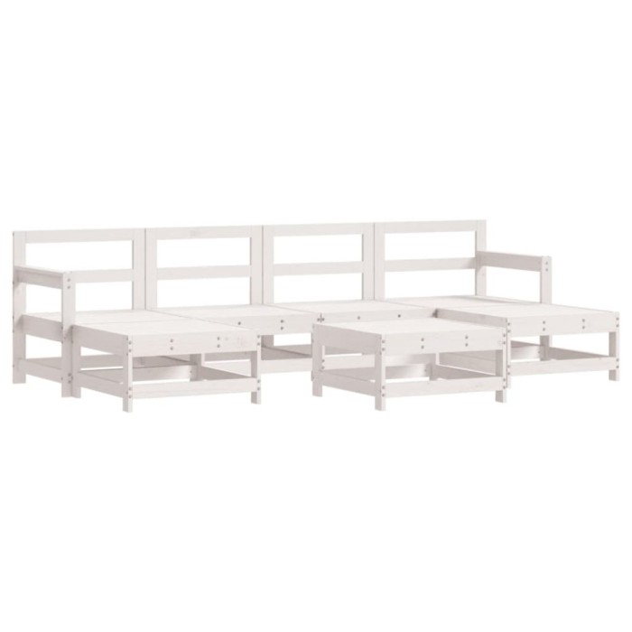 Set mobilier de gradina, 7 piese, alb, lemn masiv de pin