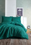 Cumpara ieftin Set Lenjerie de pat double din Satin, Verde, 220 x 200 cm,100% Bumbac Satin
