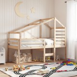 vidaXL Pat &icirc;nalt cu acoperiș, 90x200 cm, lemn masiv de pin