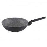 Tigaie wok Zilan ZLN3345, Diametru 28 cm, Adancime 9 cm, Material aluminiu, Compatibil inductie, Interior granit, Maner soft touch