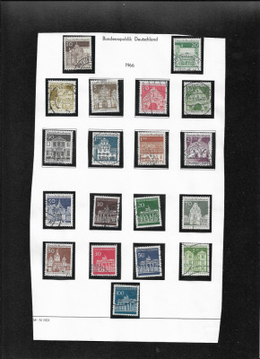 Germania 1966 foaie album cu 19 timbre foto