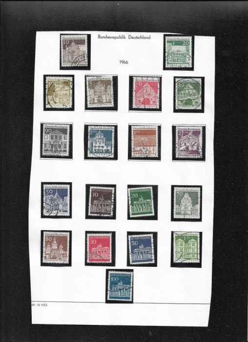 Germania 1966 foaie album cu 19 timbre
