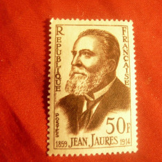 Serie Franta 1959 - Personalitati -100 Ani J.Jaures -lider socialist , 1 val.