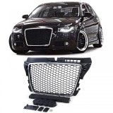 Grila radiator tip fagure fara emblema negru mat cromat, potrivita pentru Audi A3 8P 08-13 Performance AutoTuning