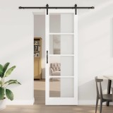 Ușă glisantă cu set de accesorii &#039;ORKDAL&#039;Lemn solid alb și sticlă