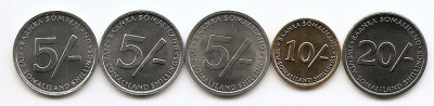 Somaliland Set 5 - 5, 5, 5, 10, 20 Shillings 2002/05 - UNC !!! foto