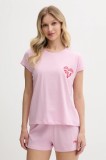 Fila set de pijama de bumbac culoarea roz, bumbac, FPS4204
