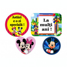 Set 4 topper (propsuri) din carton pentru tort cu Mickey si Minnie mouse foto