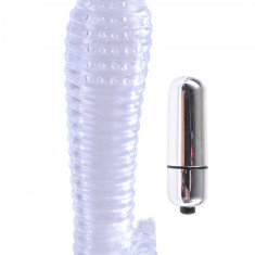 Manson de Penis Transparent cu Striatii si Glont Vibrator